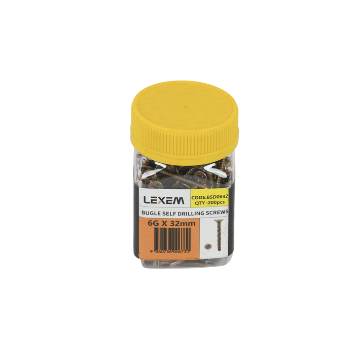 Budge Self Drilling Screw Yellow Zinc 200pcs/Jar