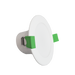 White LED downlight with green accents on a white background