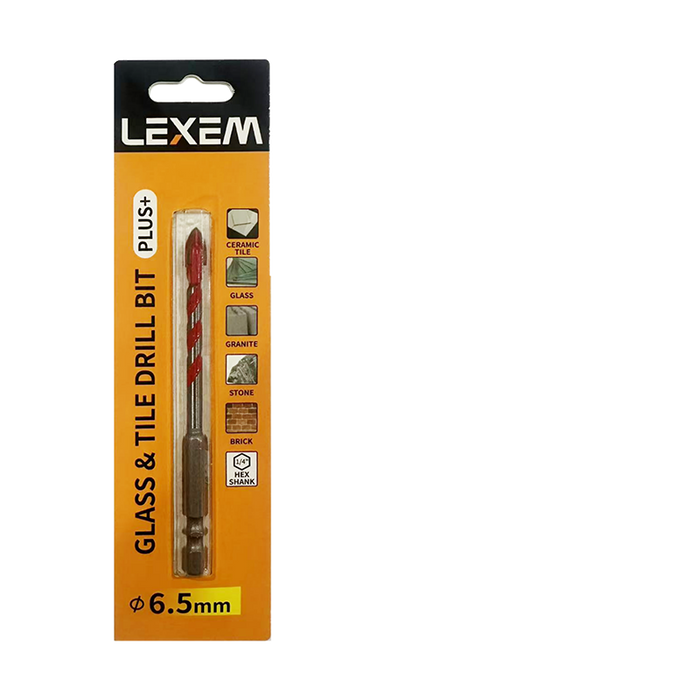 Lexem glass and tile drill bit packaging on a white background