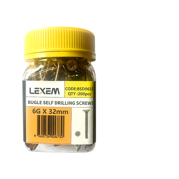 Budge Self Drilling Screw Yellow Zinc 200pcs/Jar
